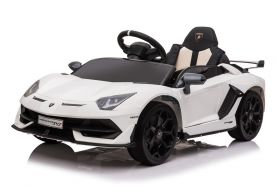 12V Lamborghini Aventador SVJ Blanco con Licencia Eléctrico para niños